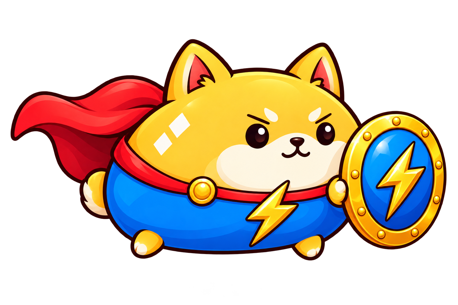 Superdoge holding a shield